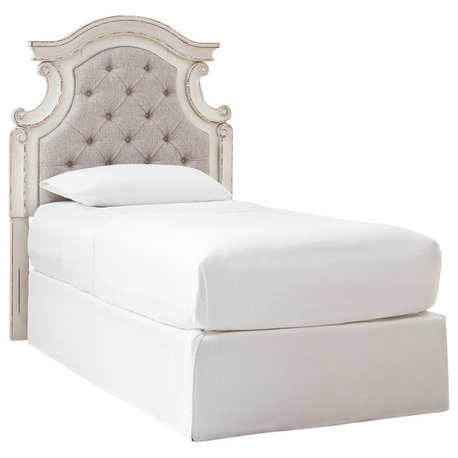 Realyn Chipped White Twin Upholstered Headboard