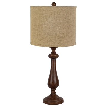 Lexington Brown 26.5" Tall Table Lamp With Tan Linen Shade