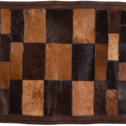 Luxury Handmade Cowhide Patchwork Hallway Runner, Brown Black, 5'9"x2'2" - Hall And Stair Runners