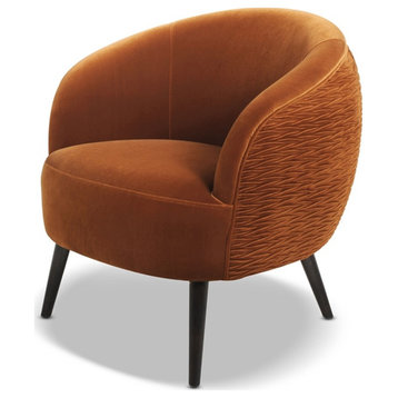 Jennifer Taylor Home London Mid-Century Modern Ruched Barrel Chair Burnt Orange