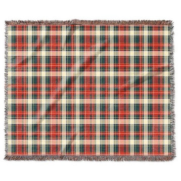"Tartan Plaid in Traditional Holiday Colors" Woven Blanket 80"x60"
