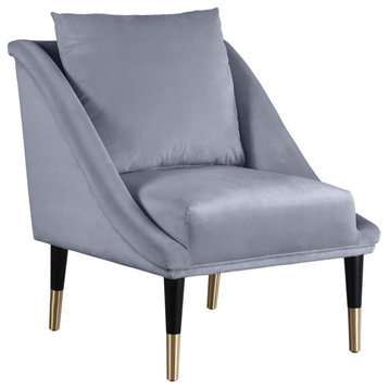 Elegante Velvet Upholstered Accent Chair, Gray