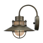 Liam 1-Light Bronze Outdoor Wall Mount Sconce with Frosted Glass Shade