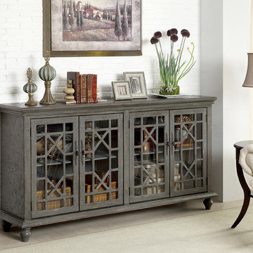Gray Painted Fretwork Console