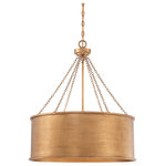 Savoy House - 6 Light Pendant, Gold Patina - A smooth cylinder of gleaming gold patina-finished metal surrounds six glowing lights in this eye-catching, finely crafted drum pendant. Chic and sophisticated enough for the most elegant traditional, transitional and mid-century modern decors, this extremely adaptable contemporary light fixture also looks right at home with today�s very fashionable urban farmhouse style. Dress it up or down with its surroundings, and enjoy its warm beauty throughout the home. Hang it in the kitchen, dining or family room, or use it for foyer, bedroom or bath lighting. For a super on-trend look, accessorize with picture frames, drawer pulls, cabinet knobs and other items in contrasting metal finishes. Simple, stylish and stunning!