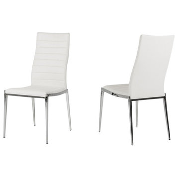 Modrest Libby Modern  Leatherette Dining Chairs, Set of 2, White