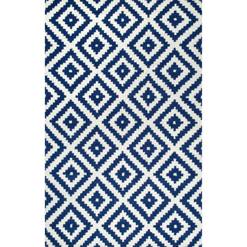 Nuloom Hand-Tufted Geometric Tuscan Rug, Navy 5'x8'