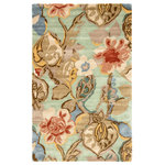 Jaipur - Jaipur Living Petal Pusher Handmade Floral Green/Multicolor Area Rug, 9'6"x13'6" - This hand-tufted area rug delivers artistic charm with soft yet playful hues. Watercolor blooms in tan, blue, and red create a large-scale design on the pale green backdrop, while the wool and viscose blend offers a sumptuous feel underfoot.