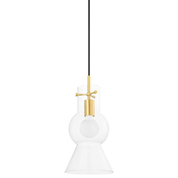 Mitzi Mirabel 1 Light 16" Pendant, Aged Brass/Clear - H702701S-AGB