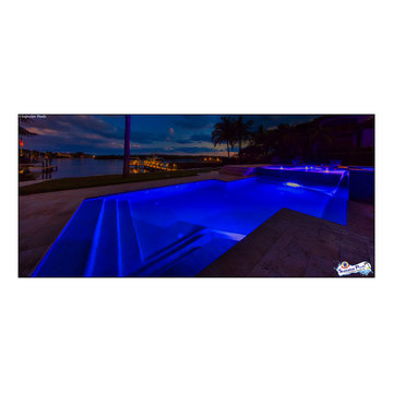 Bennett Nokomis, FL Custom Court Yard Swimming Pool & Spa With Raise Beach Area.