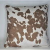 Cowhide Animal Fur Decorative Beige Ivory Throw Pillow, 21"x21"