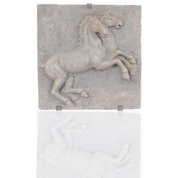 HomeRoots 3D Stone Look Horse Decorative Wall Art