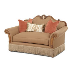 AICO Furniture - Cortina Wood Trim Camelback Loveseat - AI-65825-ANGLD-28 - Fabric