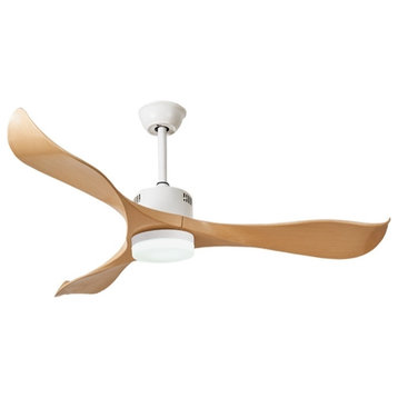 52" Modern Ceiling Fan With Lamp, Black, 42.1x14.2", Black Blades, With Lamp