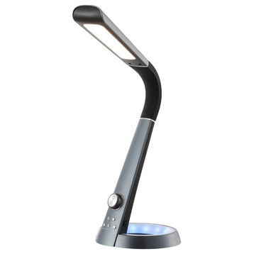 Milton 19" Aluminum Adjustable Head Dimmable USB Charging LED Task Lamp, Black
