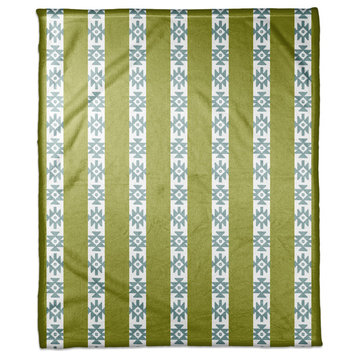 Southwestern Pattern in Green and Blue Fleece Blanket