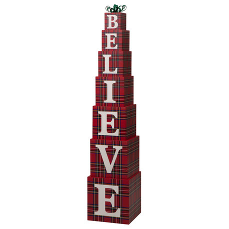 42.13"H Wooden Double-Sided "BELIEVE" Porch Decor