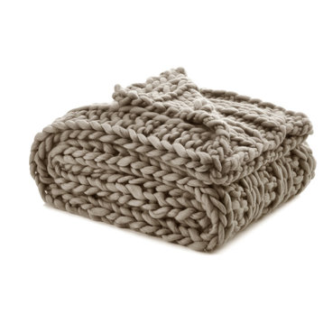 Jamilah Channel Knit Throw, Taupe, 40"x60"
