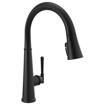 Modern Arc Kitchen Faucet, Pull Down Sprayer and One Handle, Matte Black