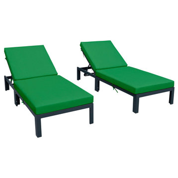 Leisuremod Chelsea Modern Outdoor Chaise Lounge Chair With Cushions Set of 2