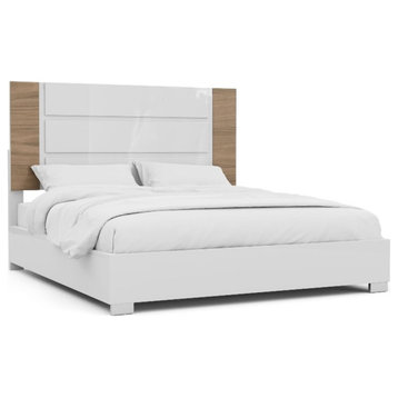 Furniture of America Erla Wood Panel California King Bed in White and Natural