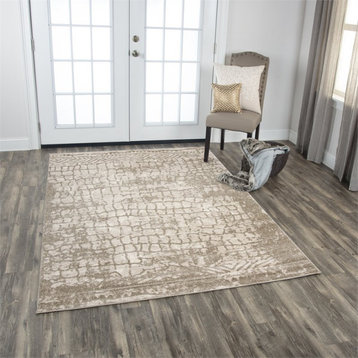Alora Decor Venice 8'10"x11'10" Abstract Beige/Brown/Ivory Power-Loomed Area Rug