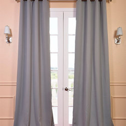 Neutral Grey Grommet Blackout Curtain - Curtains