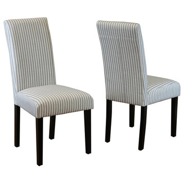 Villa Stripe Linen Dining Chairs, Set Of 2, Harbor Gray