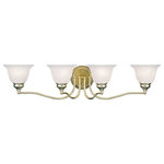 Livex Lighting - Livex Lighting 1354-02 Essex - Four Light Bath Bar - Shade Included.Essex Four Light Bat Polished Brass White *UL Approved: YES Energy Star Qualified: n/a ADA Certified: n/a  *Number of Lights: Lamp: 4-*Wattage:100w Medium Base bulb(s) *Bulb Included:No *Bulb Type:Medium Base *Finish Type:Polished Brass