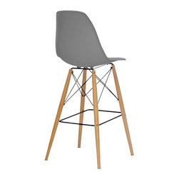 Baxton Studio - Baxton Studio Azzo 29 1/4" Gray Molded Shell Barstool - Bar Stools And Counter Stools