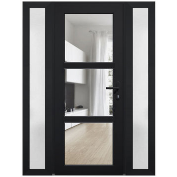 Front Exterior Prehung Door See-through / Manux 8555 Black / 68 x 80" Left In