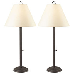 Contemporary Lamp Sets Candlestick Table Lamp w Shade in Rust & Black Finish - Set of 2