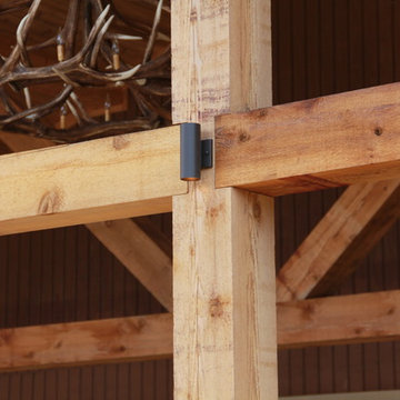 Deck lighting using low voltage under railing LED lights.