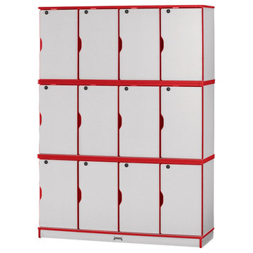 Rainbow Accents Stacking Lockable Lockers -  Triple Stack - Red
