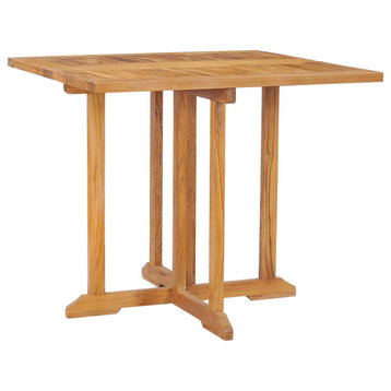 Teak Wood Hatteras Square Folding Outdoor Patio Table, 35"