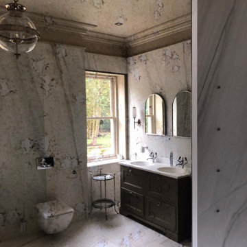 Bathroom Antique Mirror Splashback - no 'grout' about it