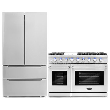 2-Piece Kitchen, 48" Gas Range and French Door Refrigerator