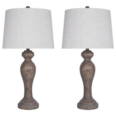 32" Opal Gray Poly Table Lamps With Shade, Set of 2