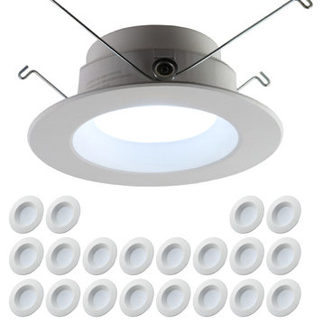5/6" LED Downlight 15W, Dimmable, Crystal White 5000k, 20-Pack