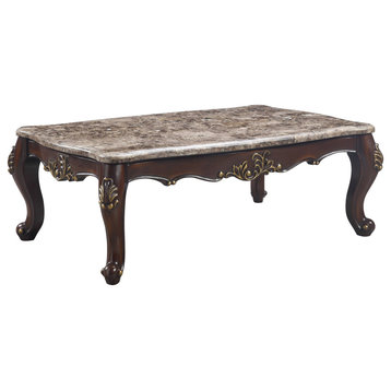 Ragnar Coffee Table, Marble Top and Cherry Finish