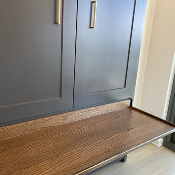 Custom Built Vertical Queen Size Murphy Bed with Desk Combo, Two-Tone Finish