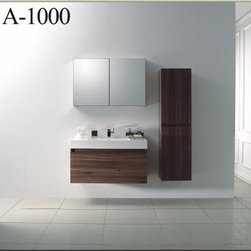 39.5" Wall-Mount Contemporary Bathroom Vanity - Walnut TN-A1000-WN - Bathroom Vanities And Sink Consoles