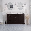 Harper 60" Bathroom Vanity, Chocolate, Carrara Marble, Double