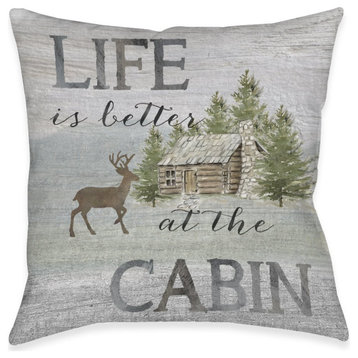Life At The Cabin Outdoor Decorative Pillow, 18"x18"