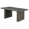 Indoor/Outdoor Coffee Table, All Weather Wicker Body With Tempered Glass Top