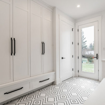 Luxury Mudroom Entryway With Custom Storage | Oakville Custom Home
