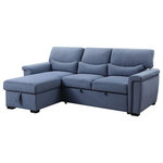 Acme Furniture - Noemi Reversible Storage Sleeper Sectional Sofa, Blue Fabric - Give you luxurious comfort, whether you are sitting or lying down. Soft blue fabric fully covering the sofa makes your living room feel calming and relaxing, while pocket coil seating and adjustable headrests give comfortable and sturdy support. Brilliant multi-function designs are seen throughout this versatile sofa, like a pull-put loveseat and storage chaise. Serving as more than just a sofa, the Noemi Sectional Sofa will impress all of your guests.