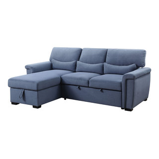 Noemi Reversible Storage Sleeper Sectional Sofa, Blue Fabric - Transitional  - Sectional Sofas - by Acme Furniture | Houzz