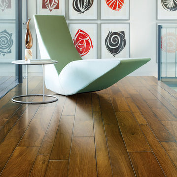 Random-Width and Wire-Brushed Walnut Flooring. Bellefontaine