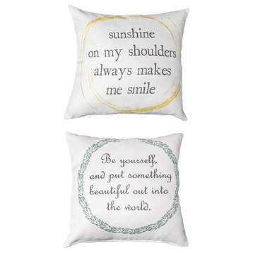 Sunshine/Positive Message Double Sided Ivory Pillow for Teens Women Girls